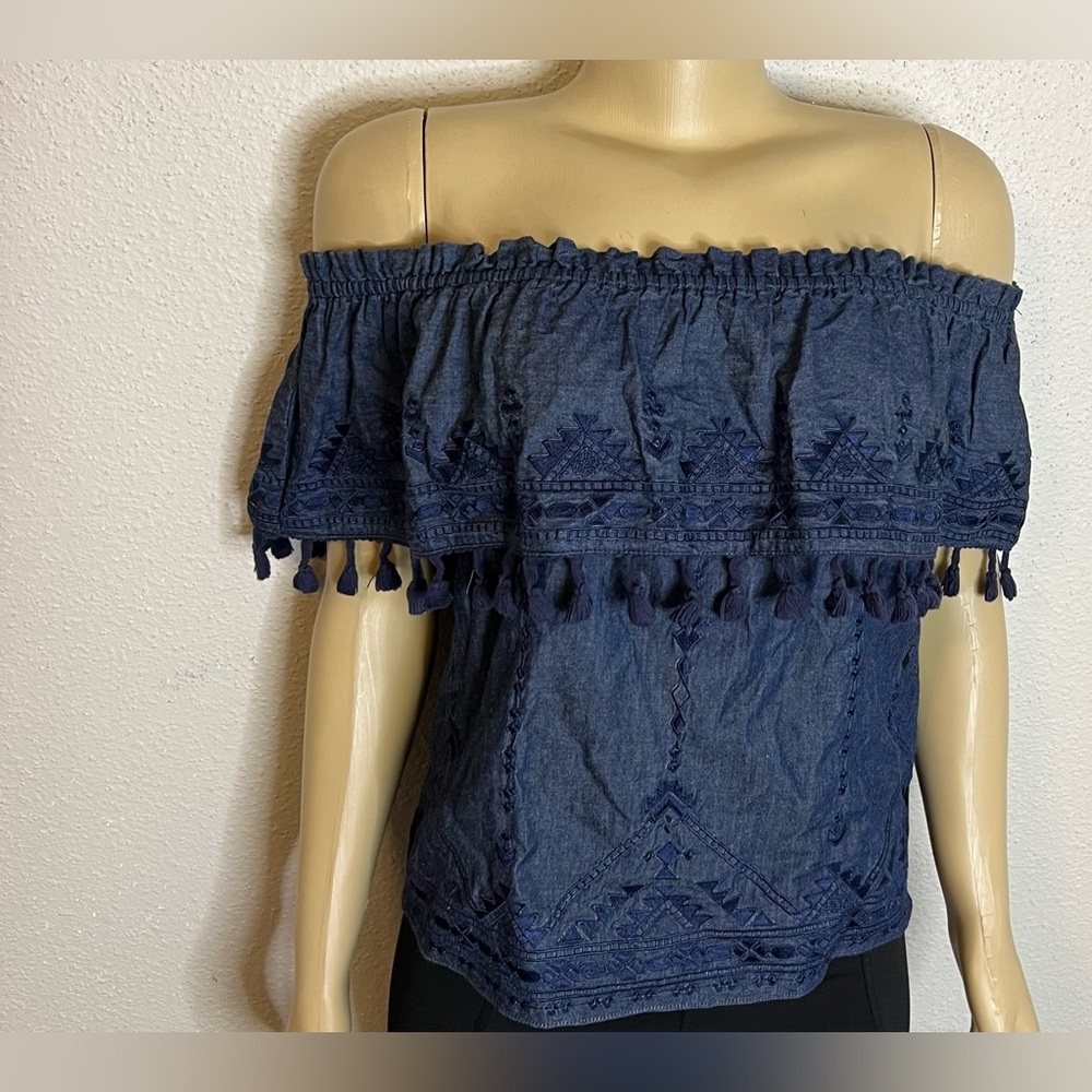 Parker Trinidad Off The Shoulder Chambray Top Size XS